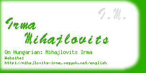 irma mihajlovits business card